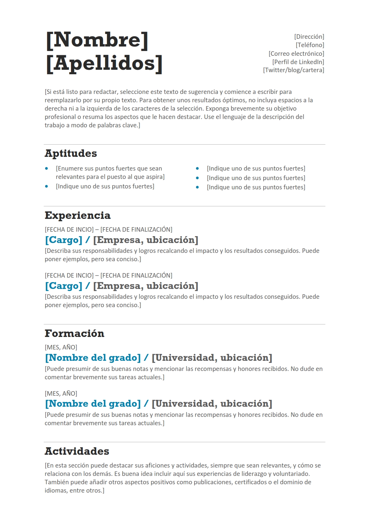 CV Minimalista